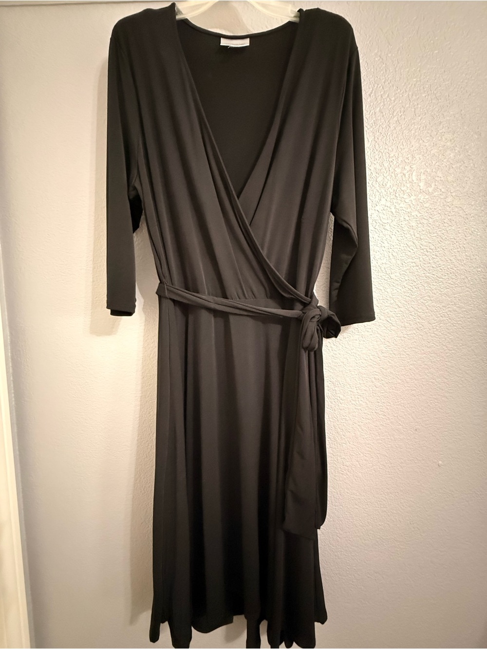 Avenue Classic Black Wrap Dress with Tie Waist